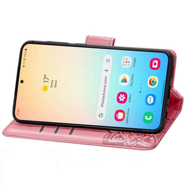 For Samsung Galaxy S25 5G Butterfly Love Flower Embossed Leather Phone Case(Pink)