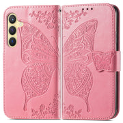 For Samsung Galaxy S25+ 5G Butterfly Love Flower Embossed Leather Phone Case(Pink)