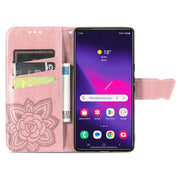 For Samsung Galaxy S25 Ultra 5G Butterfly Love Flower Embossed Leather Phone Case(Rose Gold)
