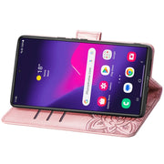 For Samsung Galaxy S25 Ultra 5G Butterfly Love Flower Embossed Leather Phone Case(Rose Gold)