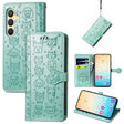 For Samsung Galaxy S25+ 5G Cat and Dog Embossed Leather Phone Case(Green) - Galaxy S25+ 5G Cases by PMC Jewellery | Online Shopping South Africa | PMC Jewellery | Buy Now Pay Later Mobicred
