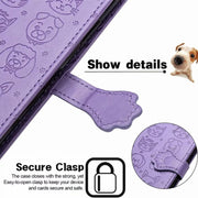For Samsung Galaxy S25 Ultra 5G Cat and Dog Embossed Leather Phone Case(Gray)