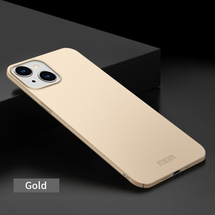 For iPhone 15 MOFI Frosted PC Ultra-thin Hard Phone Case(Gold)