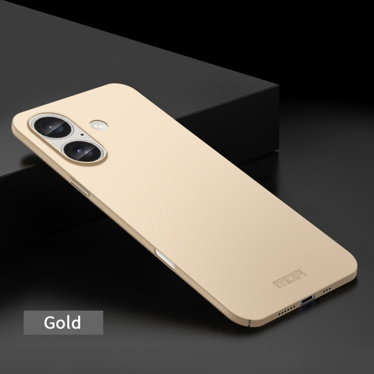 For iPhone 16 MOFI Frosted PC Ultra-thin Hard Phone Case(Gold)