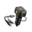 K5 With 3-in-1 Charging Cable Dual USB + 1 Type-C PD Phone Fast Charging Adapter Car Charger - Car Charger by PMC TechLife | Online Shopping South Africa | PMC TechLife | Buy Now Pay Later Mobicred
