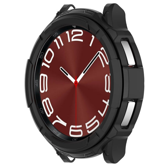 For Samsung Galaxy Watch 6 Classic 43mm Rotating Ring  + TPU Armor Watch Protective Case(Black)
