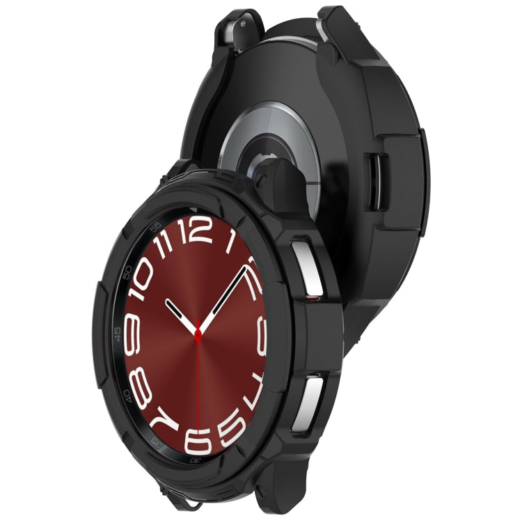 For Samsung Galaxy Watch 6 Classic 43mm Rotating Ring  + TPU Armor Watch Protective Case(Black)