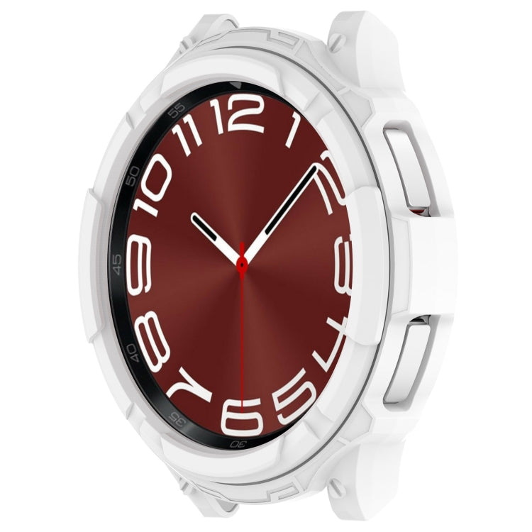 For Samsung Galaxy Watch 6 Classic 43mm Rotating Ring  + TPU Armor Watch Protective Case(White)