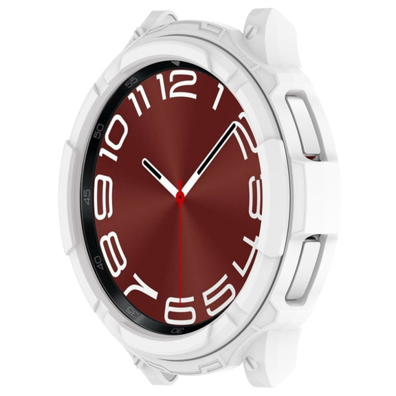 For Samsung Galaxy Watch 6 Classic 43mm Rotating Ring  + TPU Armor Watch Protective Case(White)