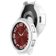 For Samsung Galaxy Watch 6 Classic 43mm Rotating Ring  + TPU Armor Watch Protective Case(White)