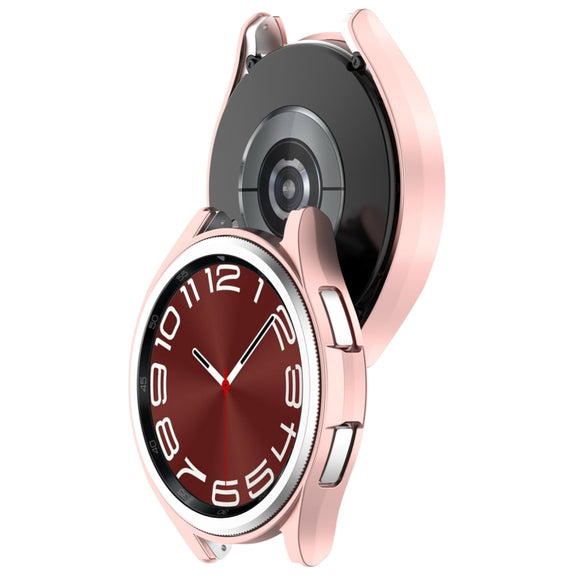 For Samsung Galaxy Watch 6 Classic 47mm Half Coverage Hollow PC Watch Protective Case(Rose Gold)
