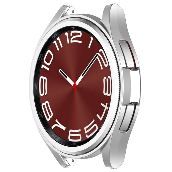 For Samsung Galaxy Watch 6 Classic 47mm Half Coverage Hollow PC Watch Protective Case(Silver)