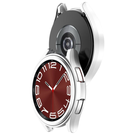 For Samsung Galaxy Watch 6 Classic 47mm Half Coverage Hollow PC Watch Protective Case(Silver)