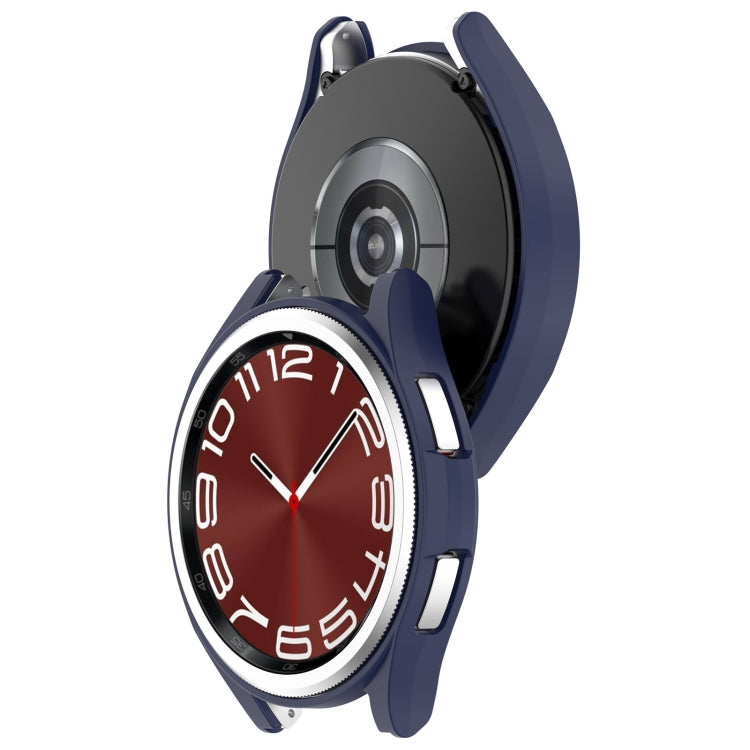 For Samsung Galaxy Watch 6 Classic 47mm Half Coverage Hollow PC Watch Protective Case(Midnight Blue)
