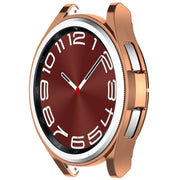 For Samsung Galaxy Watch6 Classic 47mm Electroplated TPU Half Pack Hollow Watch Protective Case(Rose Gold)
