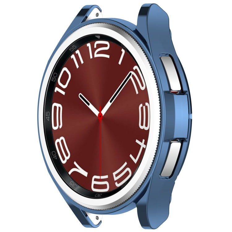 For Samsung Galaxy Watch6 Classic 47mm Electroplated TPU Half Pack Hollow Watch Protective Case(Blue)