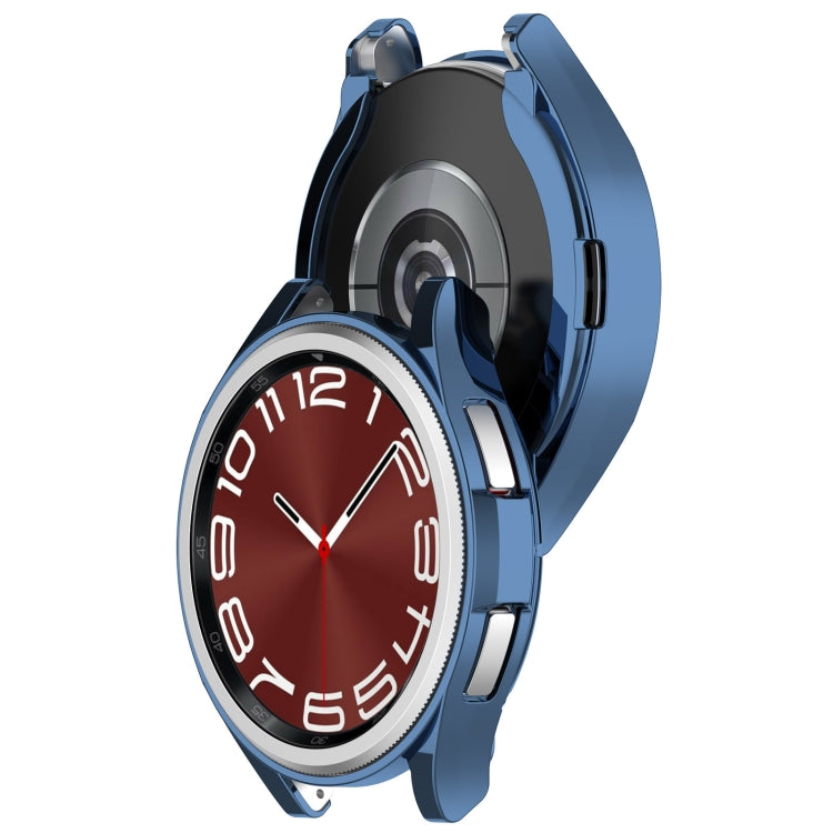 For Samsung Galaxy Watch6 Classic 47mm Electroplated TPU Half Pack Hollow Watch Protective Case(Blue)