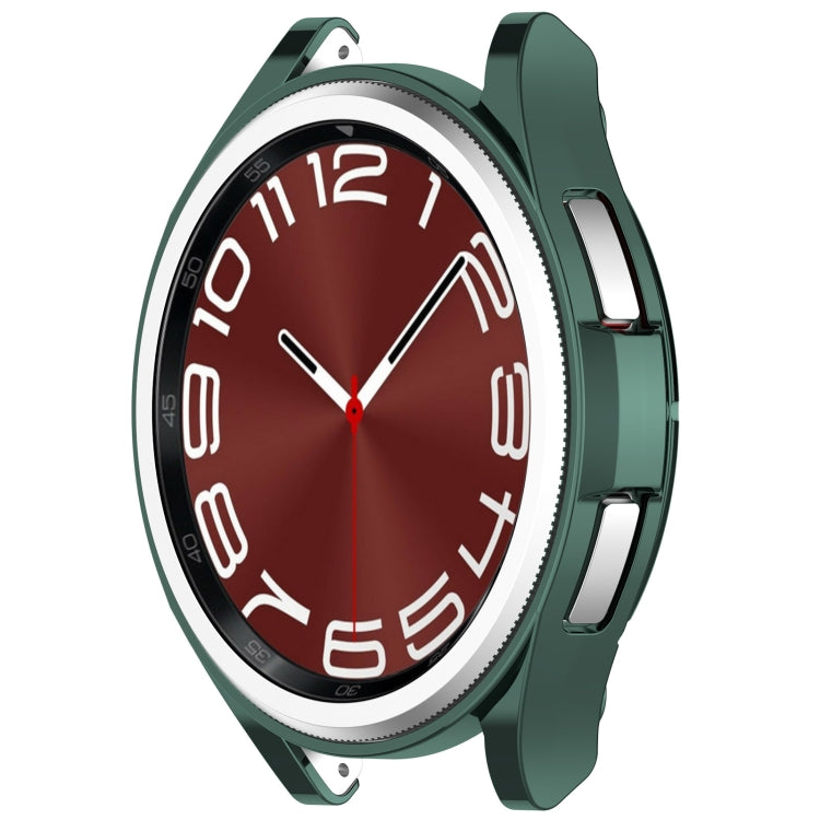 For Samsung Galaxy Watch6 Classic 47mm Electroplated TPU Half Pack Hollow Watch Protective Case(Green)