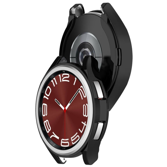 For Samsung Galaxy Watch6 Classic 43mm Electroplated TPU Half Pack Hollow Watch Protective Case(Black)