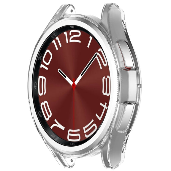 For Samsung Galaxy Watch6 Classic 43mm Electroplated TPU Half Pack Hollow Watch Protective Case(Transparent)