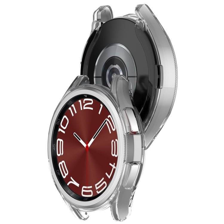 For Samsung Galaxy Watch6 Classic 43mm Electroplated TPU Half Pack Hollow Watch Protective Case(Transparent)