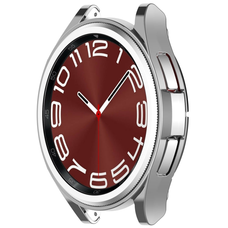 For Samsung Galaxy Watch6 Classic 43mm Electroplated TPU Half Pack Hollow Watch Protective Case(Silver)