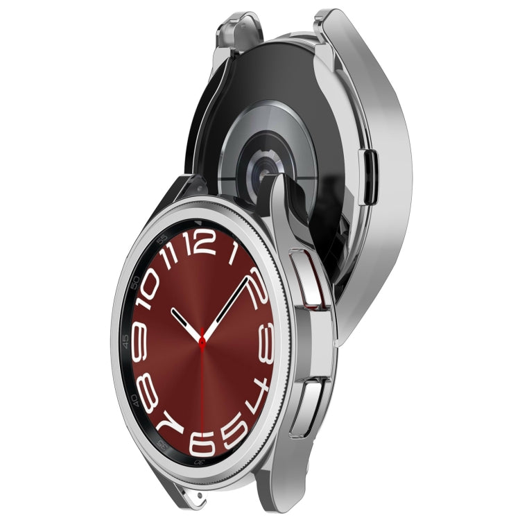 For Samsung Galaxy Watch6 Classic 43mm Electroplated TPU Half Pack Hollow Watch Protective Case(Silver)
