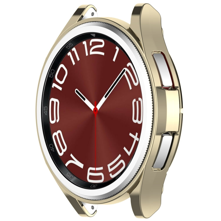 For Samsung Galaxy Watch6 Classic 43mm Electroplated TPU Half Pack Hollow Watch Protective Case(Gold)