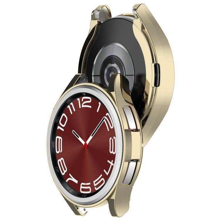 For Samsung Galaxy Watch6 Classic 43mm Electroplated TPU Half Pack Hollow Watch Protective Case(Gold)