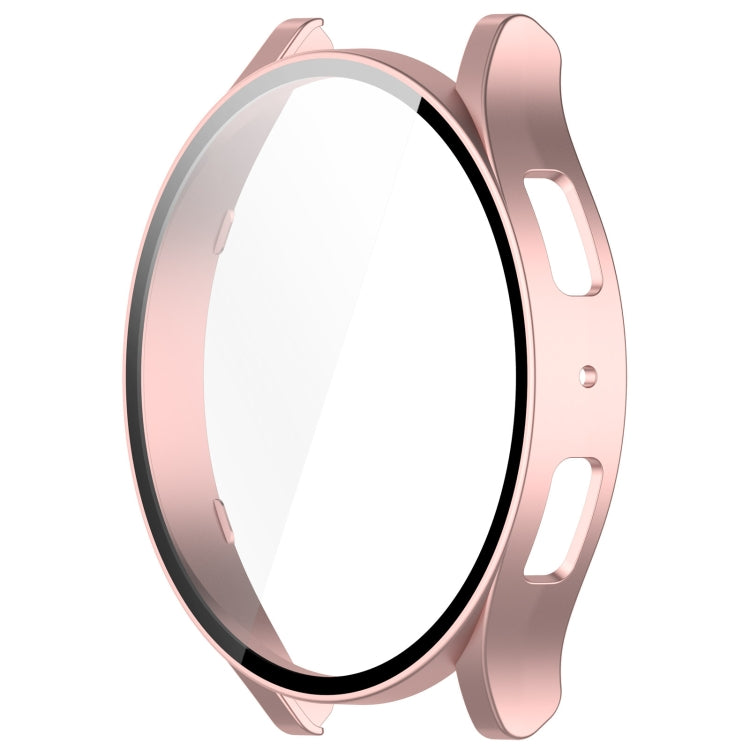 For Samsung Galaxy Watch6 44mm PC + Tempered Film Integrated Watch Protective Case(Rose Gold)