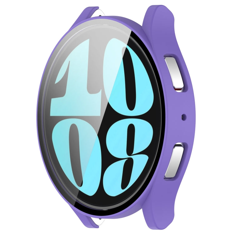 For Samsung Galaxy Watch6 44mm PC + Tempered Film Integrated Watch Protective Case(Purple)