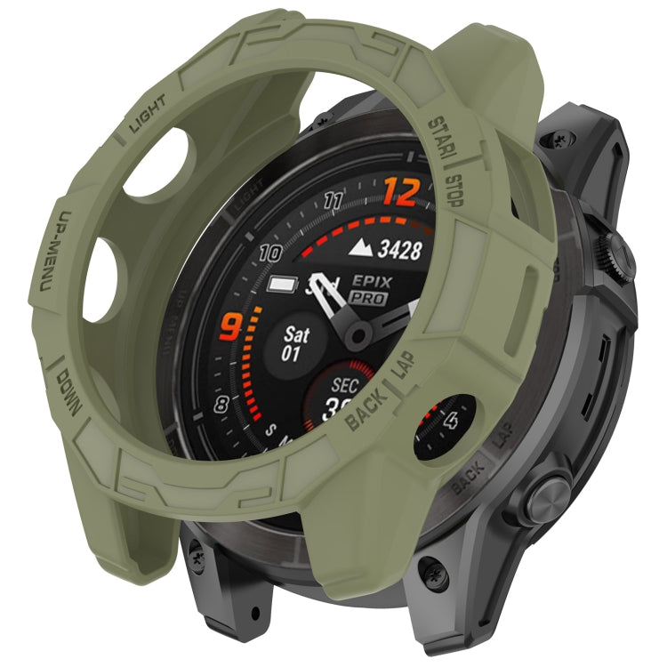 For Garmin Epix Pro / Epix Pro Gen 2 47mm / Fenix 7 / 7 Pro Armored TPU Half Wrapped Watch Protective Case(Green)
