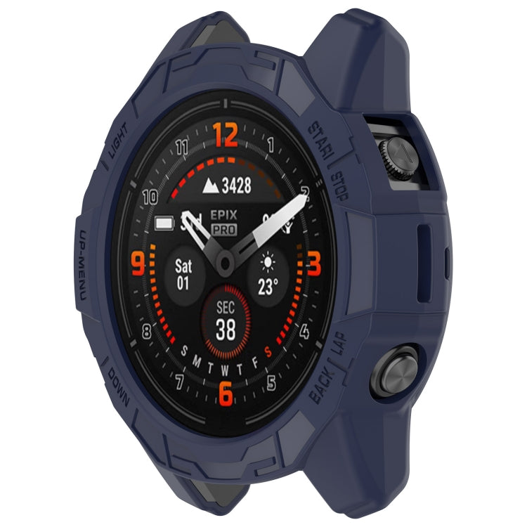 For Garmin Epix Pro / Epix Pro Gen 2 47mm / Fenix 7 / 7 Pro Armored TPU Half Wrapped Watch Protective Case(Blue)