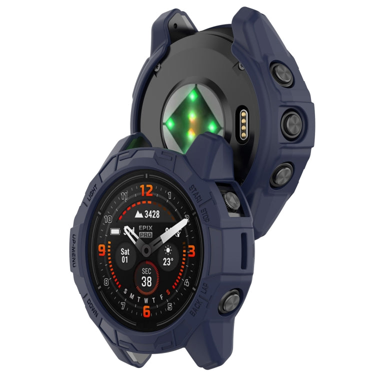 For Garmin Epix Pro / Epix Pro Gen 2 47mm / Fenix 7 / 7 Pro Armored TPU Half Wrapped Watch Protective Case(Blue)
