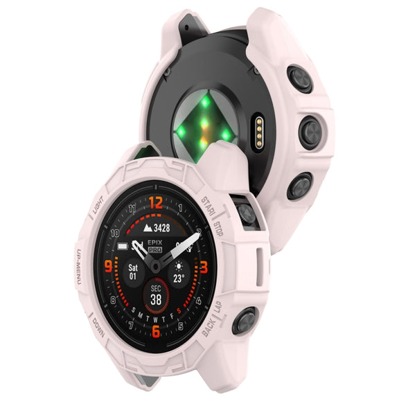 For Garmin Epix Pro / Epix Pro Gen 2 42mm / Fenix 7S / 7S Pro Armored TPU Half Wrapped Watch Protective Case(Pink)