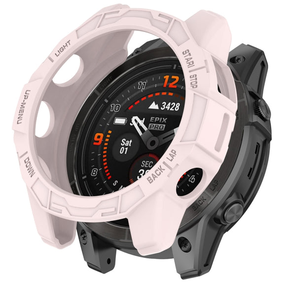 For Garmin Epix Pro / Epix Pro Gen 2 42mm / Fenix 7S / 7S Pro Armored TPU Half Wrapped Watch Protective Case(Pink)