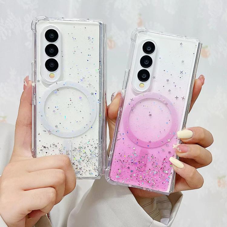 For Samsung Galaxy Z Fold3 Magsafe Glitter TPU Phone Protective Case(Black)