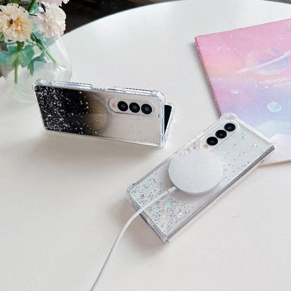 For Samsung Galaxy Z Fold3 Magsafe Glitter TPU Phone Protective Case(Black)