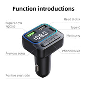 C40 Type-C + Dual USB QC3.0 Car Charger Bluetooth Hands-free Call Adapter Car MP3 Music Player