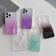 For iPhone 15 Plus MagSafe Glitter Hybrid Clear TPU Phone Case(Green)