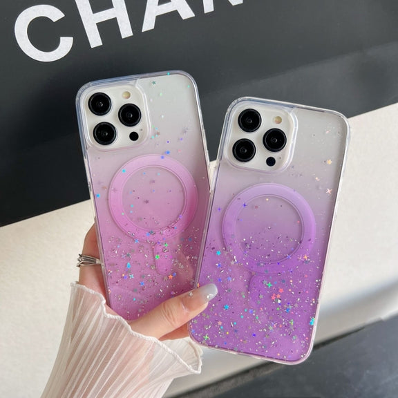 For iPhone 15 Plus MagSafe Glitter Hybrid Clear TPU Phone Case(Green)