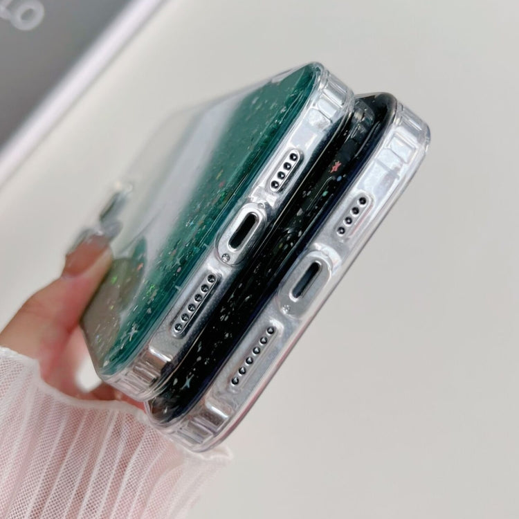 For iPhone 15 Plus MagSafe Glitter Hybrid Clear TPU Phone Case(Green)