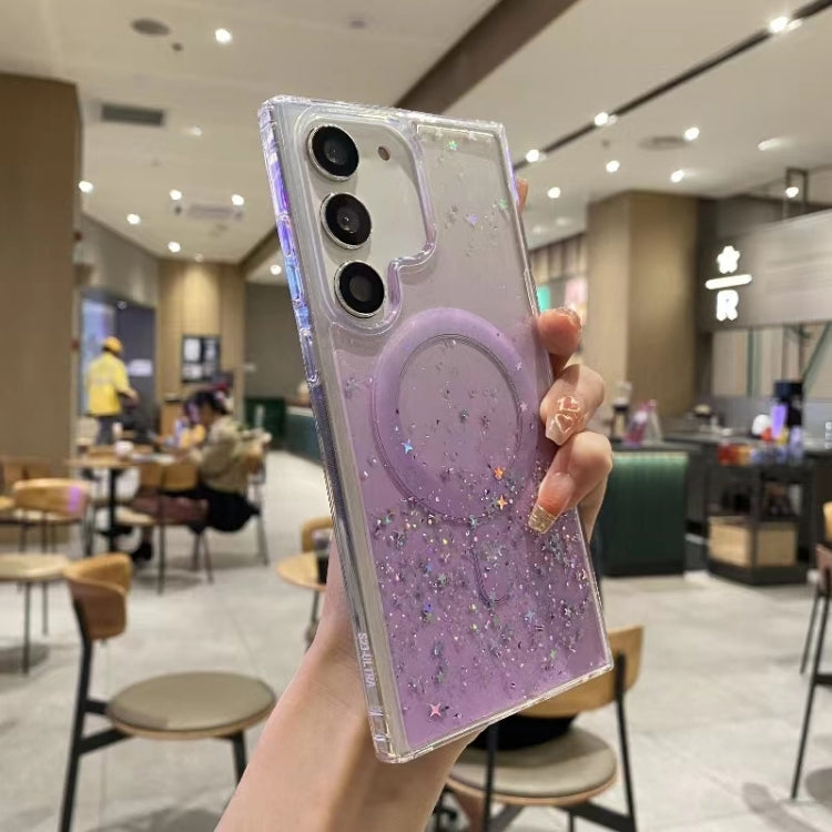 For Samsung Galaxy S23 5G Magsafe Glitter TPU Phone Protective Case(Purple)