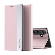 For Samsung Galaxy S25 5G Side Electroplated Adsorption Leather Phone Case(Pink)