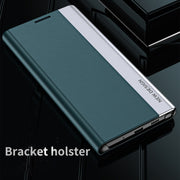 For Samsung Galaxy S24 Ultra 5G Side Electroplated Adsorption Leather Phone Case(Sapphire Blue)