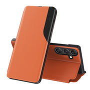 For Samsung Galaxy S25 5G Attraction Flip Holder Leather Phone Case(Orange)