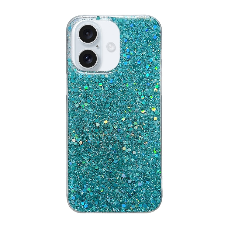 For iPhone 16 Plus Glitter Sequins Epoxy TPU Phone Case(Green)