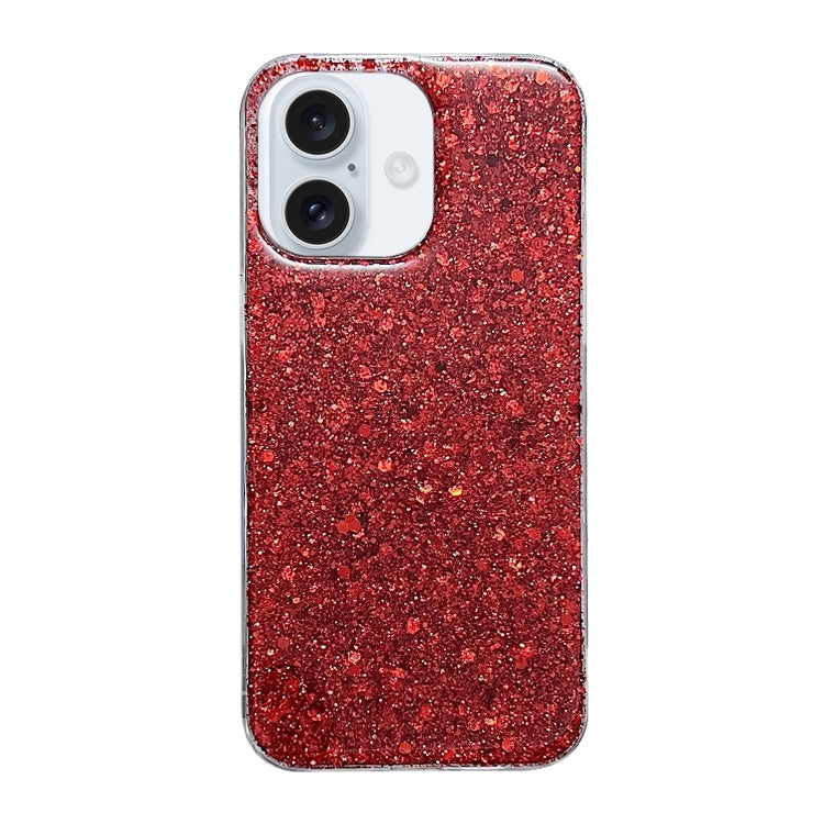 For iPhone 16 Plus Glitter Sequins Epoxy TPU Phone Case(Red)