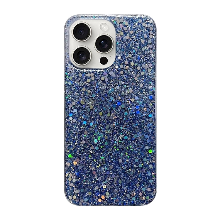 For iPhone 16 Pro Max Glitter Sequins Epoxy TPU Phone Case(Blue)