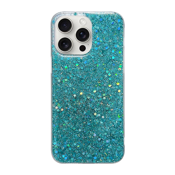 For iPhone 16 Pro Max Glitter Sequins Epoxy TPU Phone Case(Green)